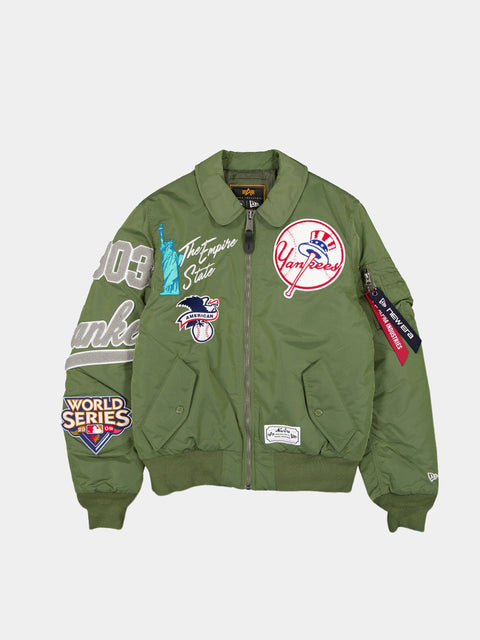 NEW YORK YANKEES X ALPHA X NEW ERA MA-1 COLLARED BOMBER JACKET GREEN