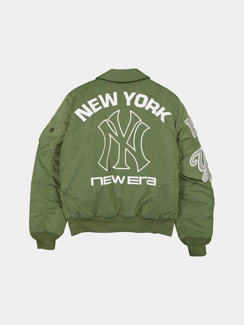 NEW YORK YANKEES X ALPHA X NEW ERA MA-1 COLLARED BOMBER JACKET GREEN