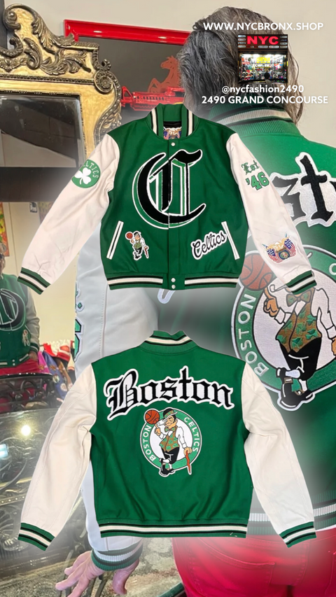Boston Celtics Wool & Leather Varsity Jacket