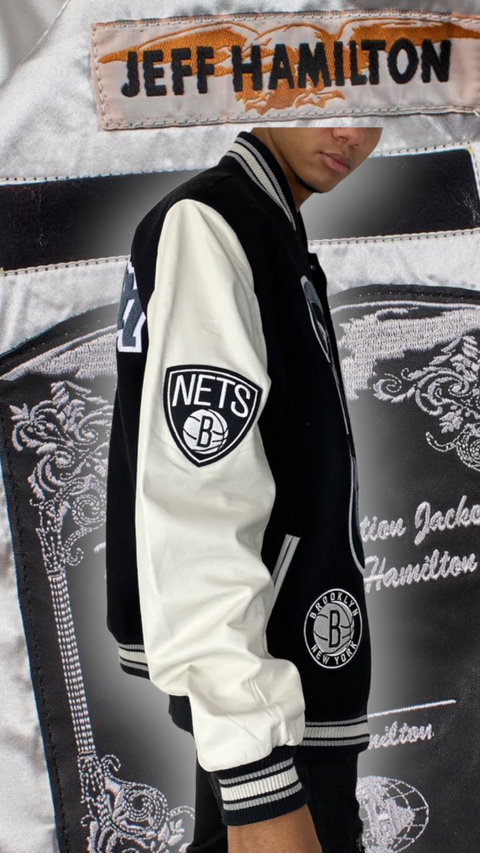 Brooklyn Nets Wool & Leather Varsity Jacket