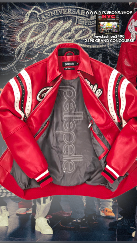 Pelle Pelle Encrusted Varsity Black Plush Jacket