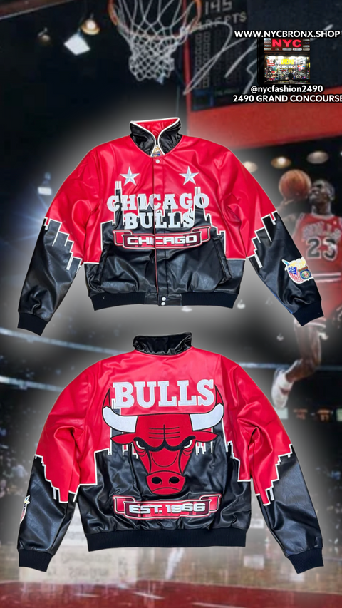 CHICAGO BULLS SKYLINE VEGAN LEATHER JACKET