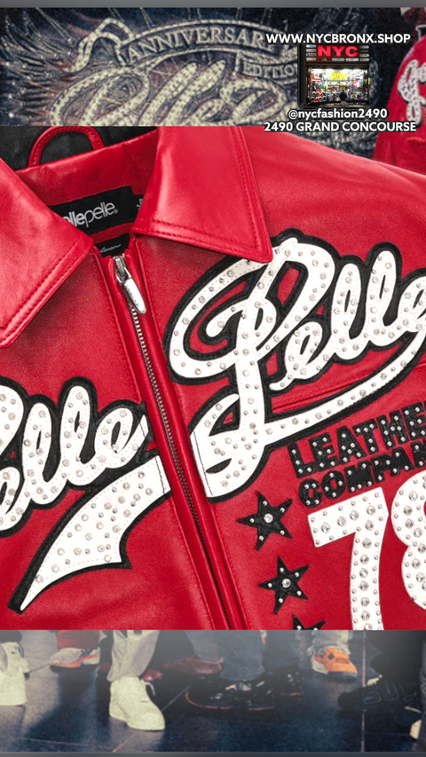 Pelle Pelle Encrusted Varsity Black Plush Jacket